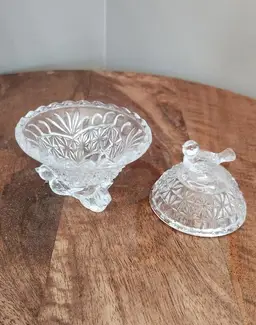 VTG Hofbauer Crystal trinket box with Bird