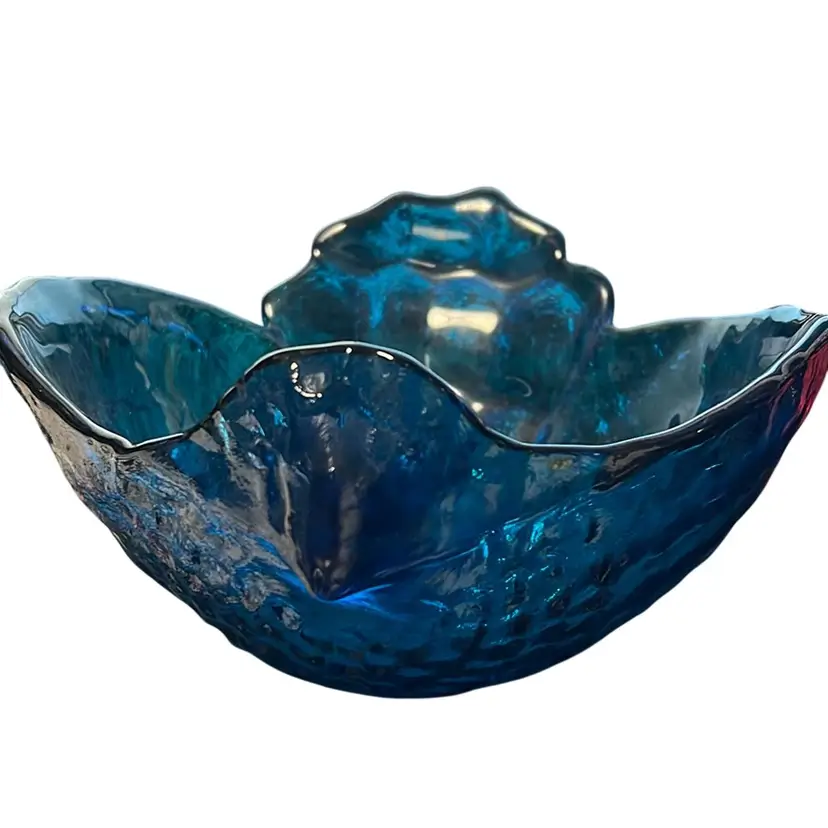 Vintage Viking Glass Bluenique Chicken Hen Bird Dish Bowl 1970's Aqua Blue