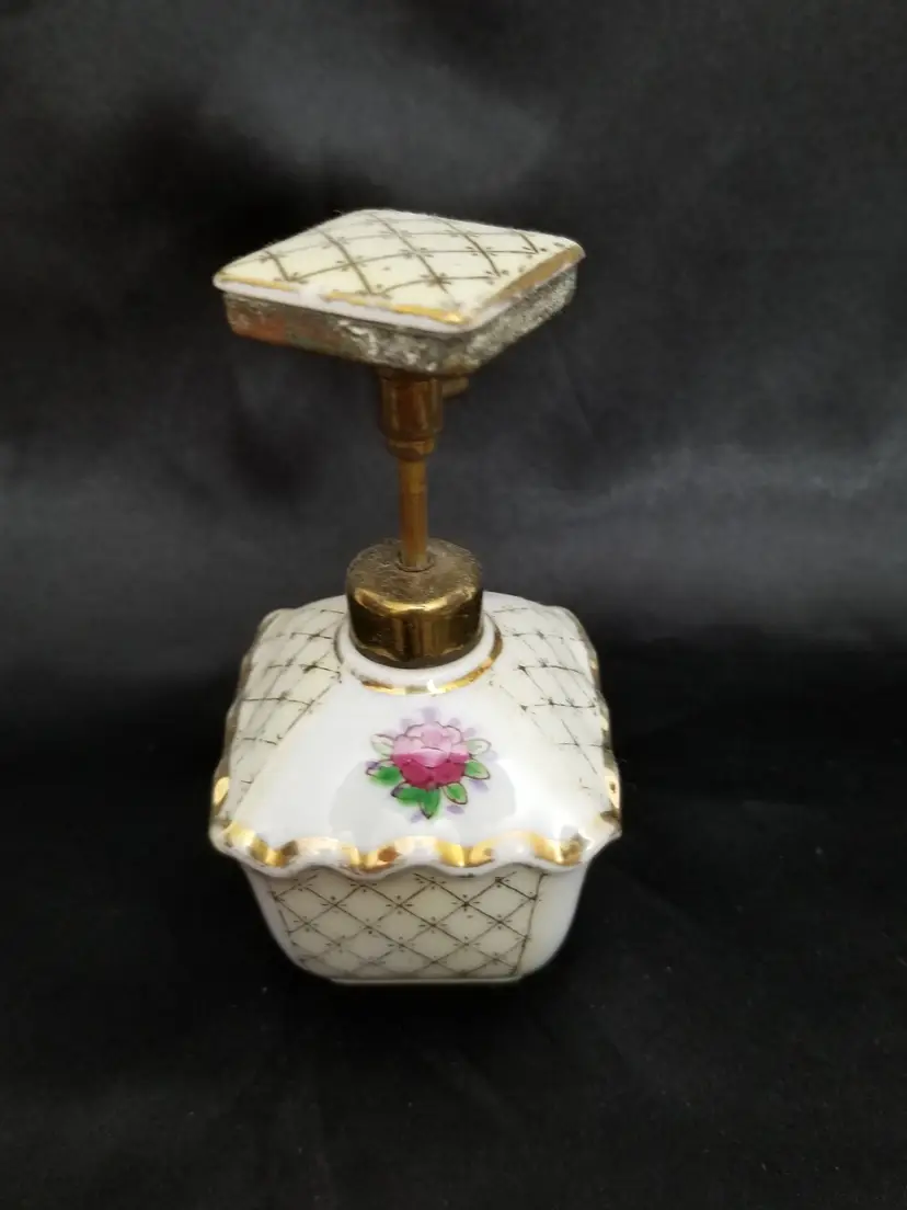 Vintage IRICE Hand-Painted Porcelain Perfume Atomizer