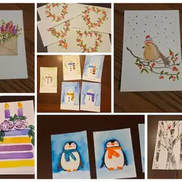 Mailed For You 📬Handpainted Handmade Winter Valentine Watercolor Card Choice of 1