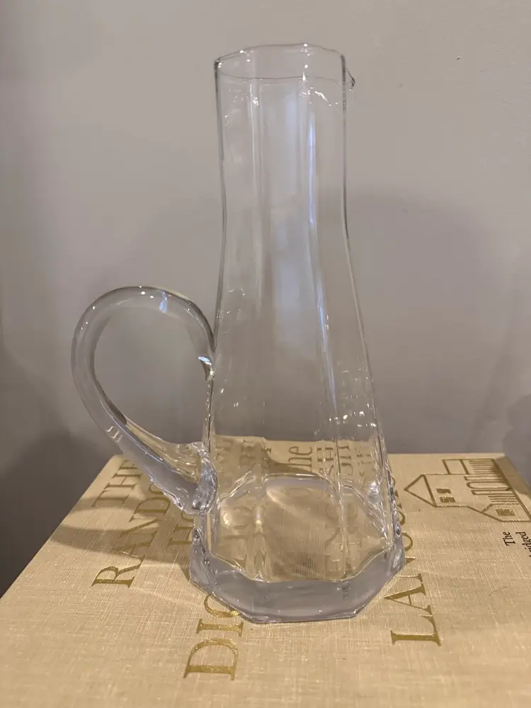 Glass Vase/Pitcher with Geometric Optic Panels