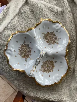 Limoges France Large Tri-Foil Platter Hand Painted