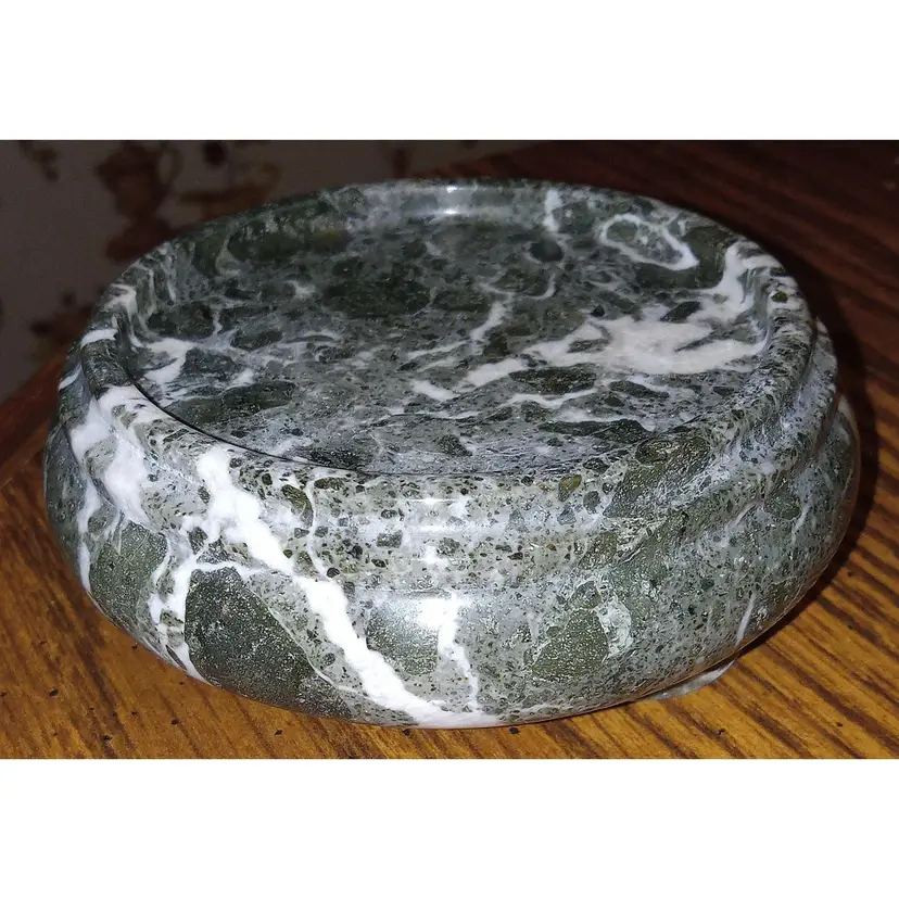 Black & White Marble Pillar Candle "Pedi-stool" Unmarked (3-71)