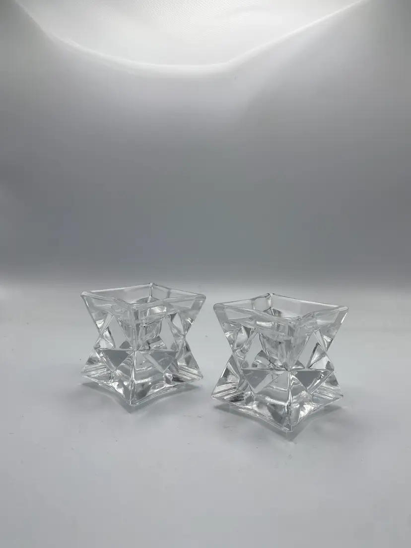 Vintage Crystal Candle Holders Star-shaped Stackable Taper Holders