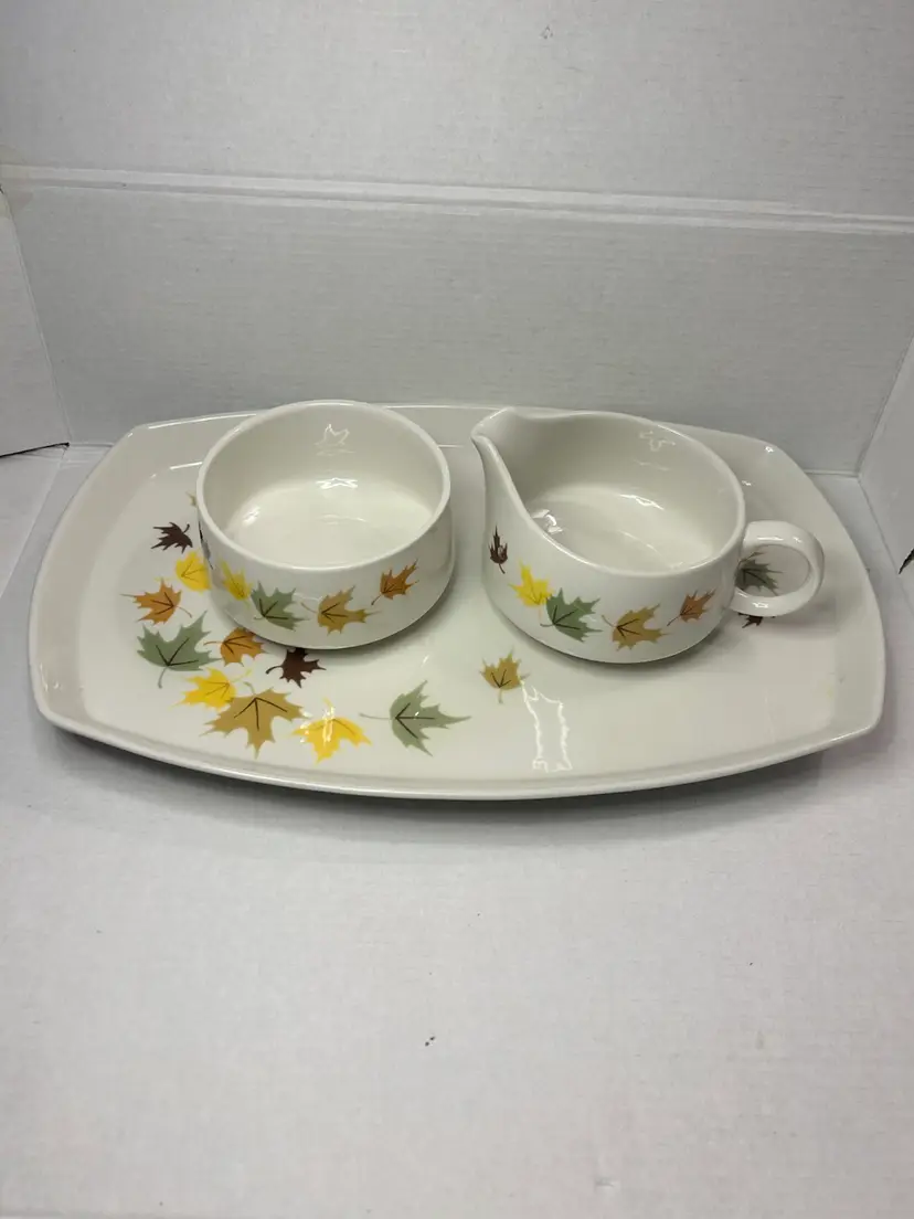 Vintage MCM Franciscan Indian Summer Set W/ Tray Creamer & Sugar Bowl