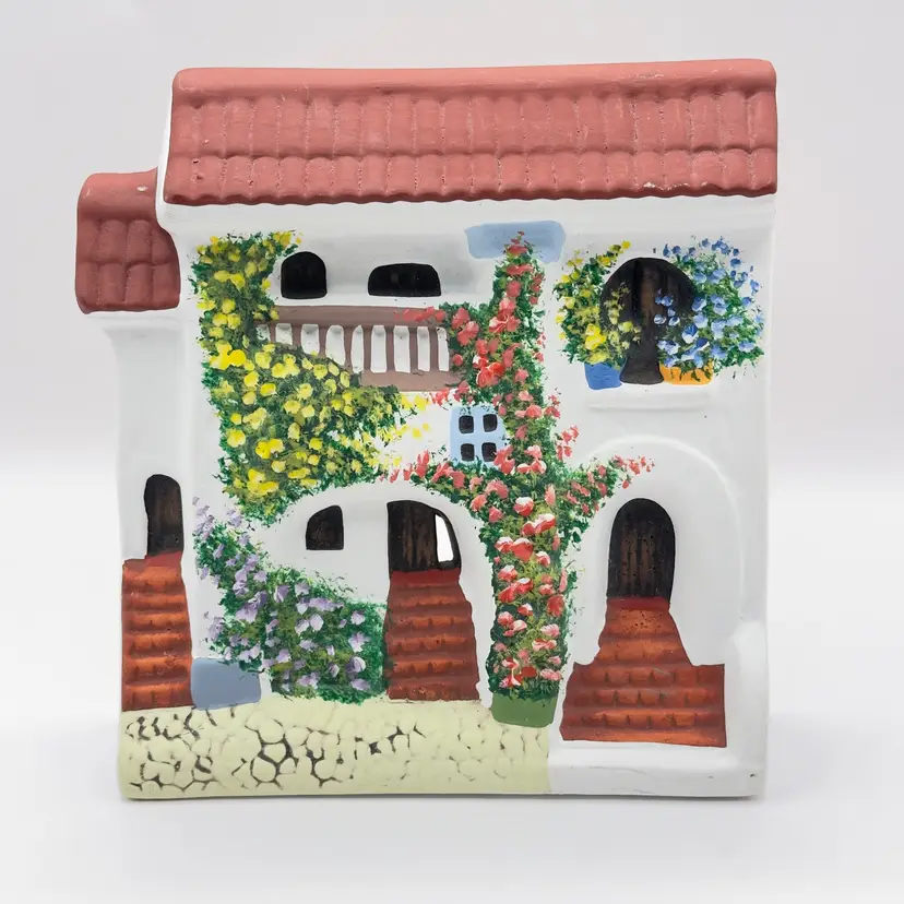 Vintage Charming Handcrafted Terra Cotta Spanish Villa Wall Art Decor, Unbranded, Made in Aracena, Town in Spain