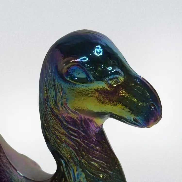 Westmoreland Humphrey Camel Covered Dish Blue Carnival Glass  5-1/2” T x  5-3/4”  L x 3” W