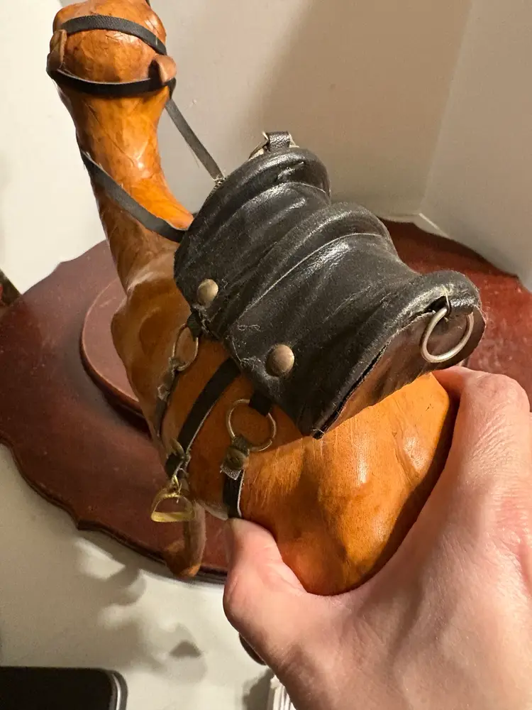Leather Wrapped Camel With Saddle And Harness