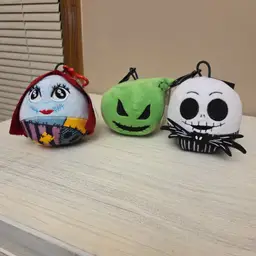 Lot of 3 Disneys Nightmare Before Christmas Plush Bag Clips Sally, Jack, Oogie