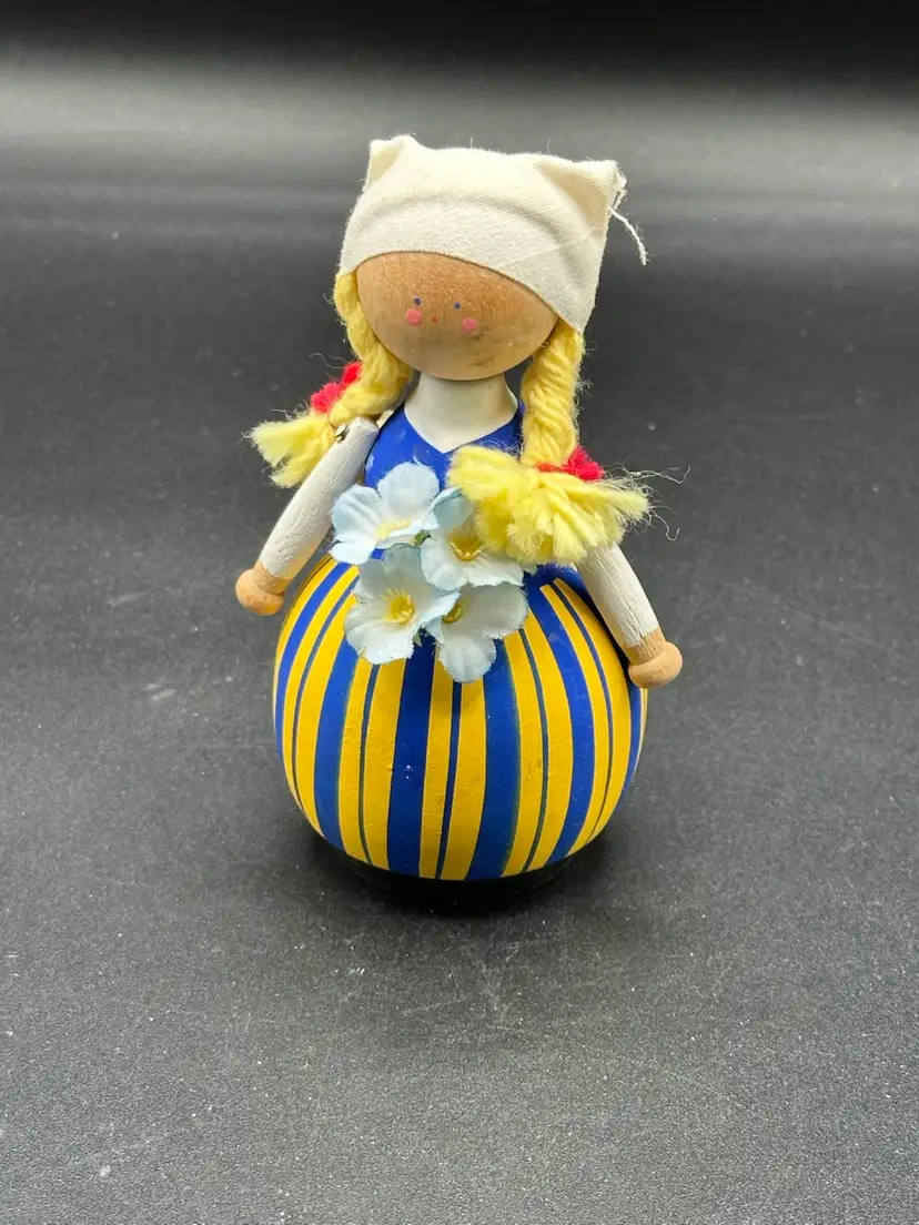 Vintage Swedish Wooden Doll: