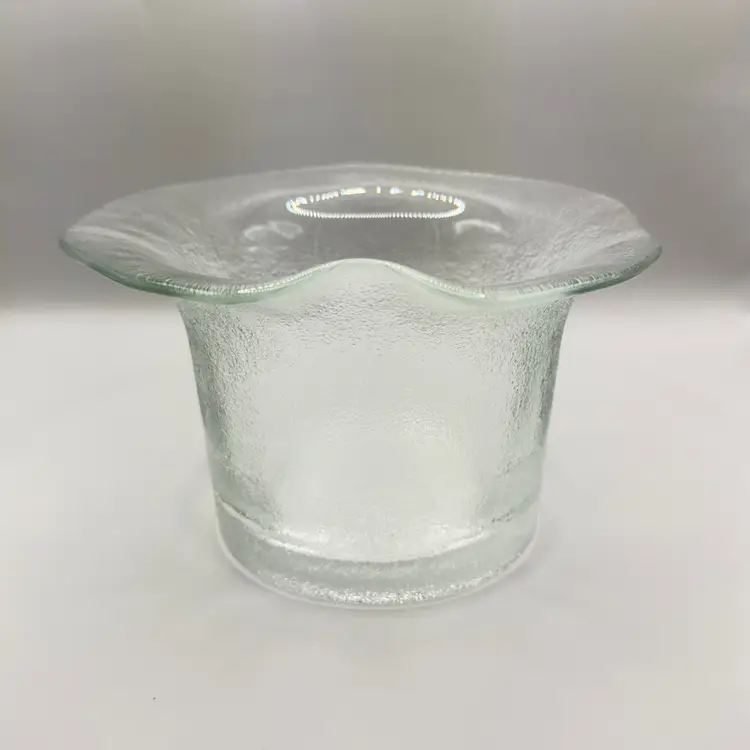 Vintage Mid-Century Modern Flower Candle Holder Vase Ice Bucket Wine Chiller, Pilgrim Textured Glass, Charming Decorative Bowl, By Pilgrim Glass, Made in Ceredo, WV