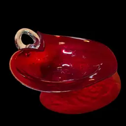 22. Viking Glass Red Heart Shaped Handled Dish