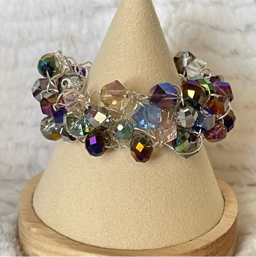 Handmade AB coated iridescent bead bracelet