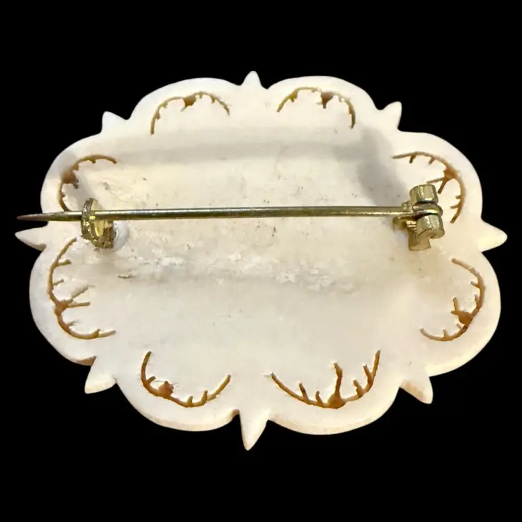 Micro Mosaic and Carved Bone Brooch 2”