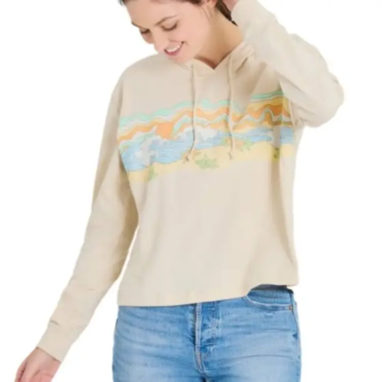 Women's Life Is Good  GONE TO THE BEACH Long Sleeve Crusher Boxy Tee Large