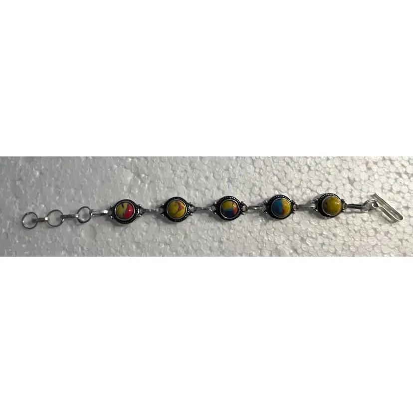 From India 925 Silver Plated Mosaic Jasper Bracelet