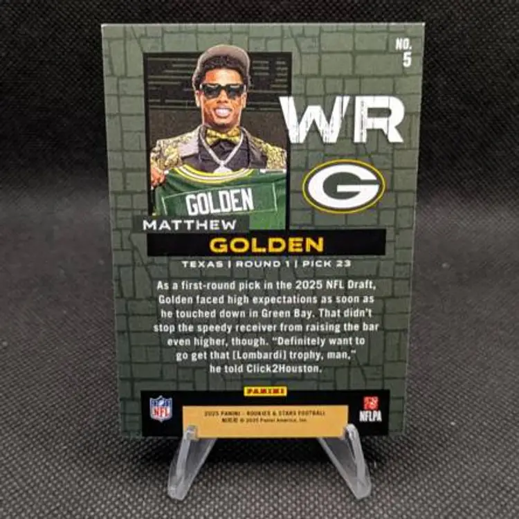 Matthew Golden 2025 Panini Rookies & Stars Draft Class Rookie RC #5 - Green Bay Packers
