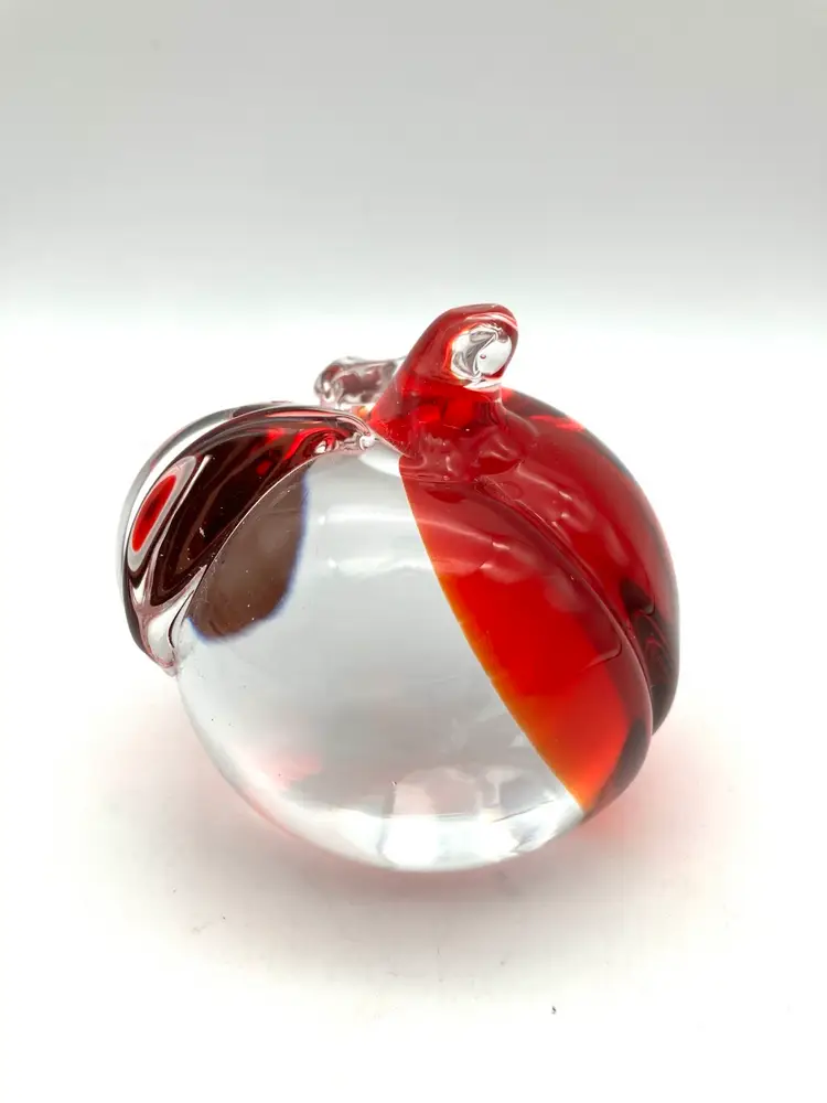 BIN - FM Konstglas Art Glass Apple Peach Paperweight Sweden
