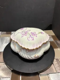 Vintage Antique Haviland Limoges France HandPainted Purple Floral Vanity Box