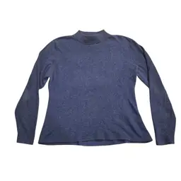 IceLandic Design Silk Cashmere Mock Neck Sweater Blue Soft Luxe Knit XL Womens
