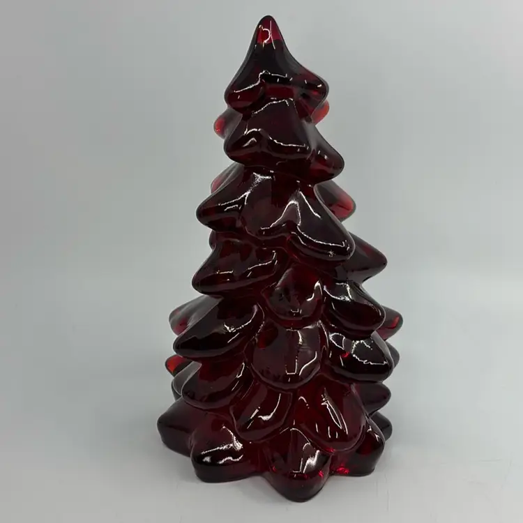 00 Ruby Red Amberina Glass Tree Mosser 8” Glows 🌲 Prebids Open At Start Of Show🌲