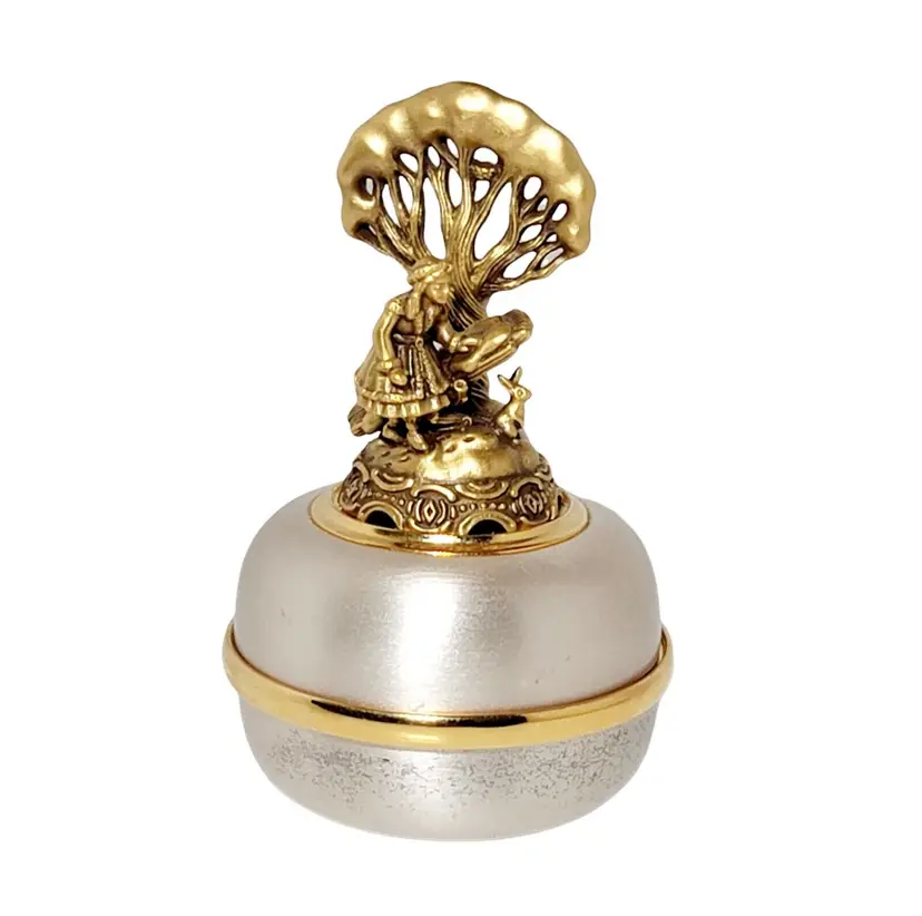 OLSZEWSKI WINTER GIFT JEWELRY TRINKET BOX 24K GOLD FINISH FE OLSZEWSKI 2.5" TALL