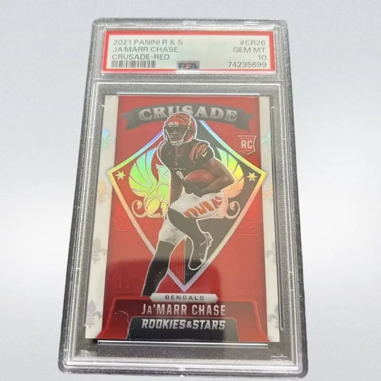 2021 Panini Rookies And Stars Ja’Marr Chase Red Crusade Rookie Card! Cincinnati Bengals