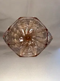 #01 - Vintage Heisey Flamingo Twist Pink Art Deco Depression Glass Bowl On Pedestal.