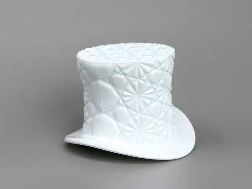 Fenton White Milk Glass Top Hat Vase: Daisy Button 1950-70s