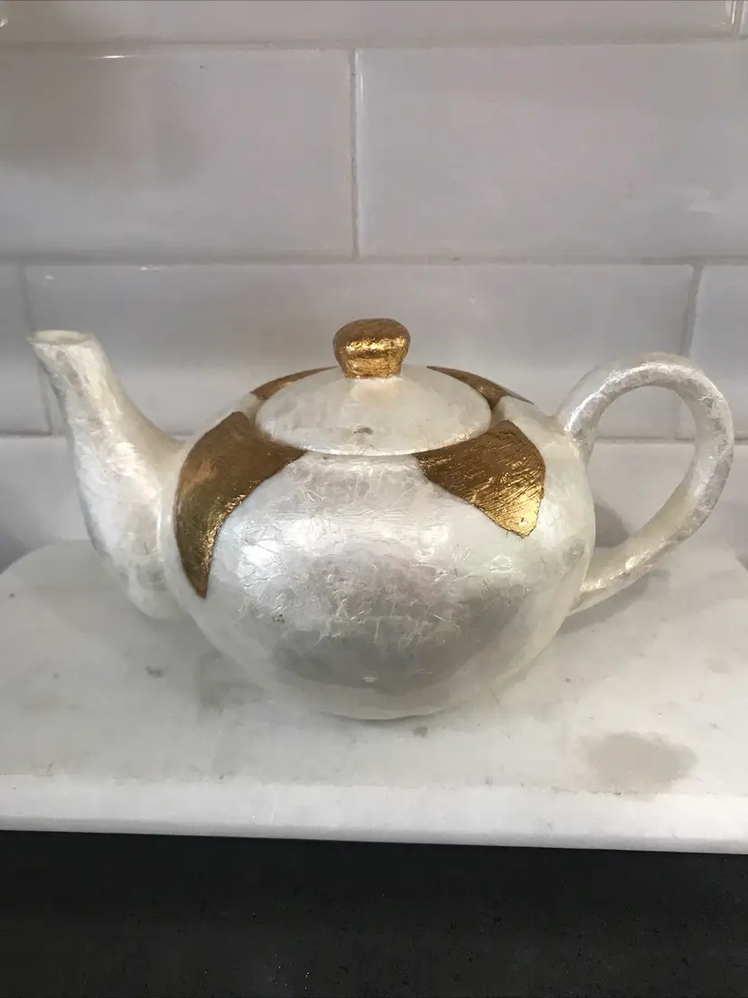 Anthropologie Gold Ursula Capiz Shell Tea Pot