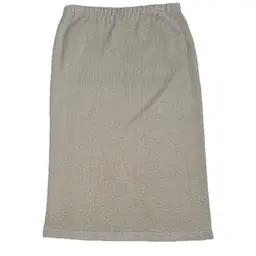 Vintage Light Beige Straight Sweater Skirt Size 10 Elastic Waist Neutral Preppy