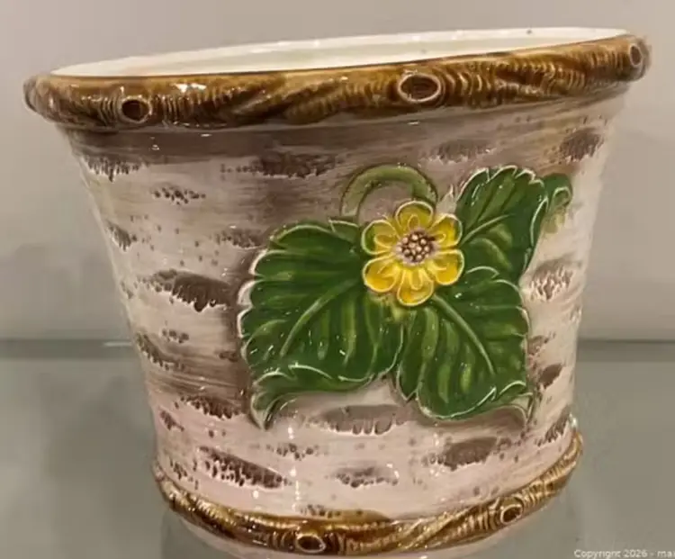 Vintage Ceramic Planter with Strawberries  Made in Japan