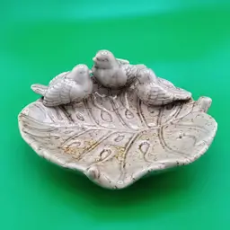 #01 Ceramic trinket dish, birds on a leaf