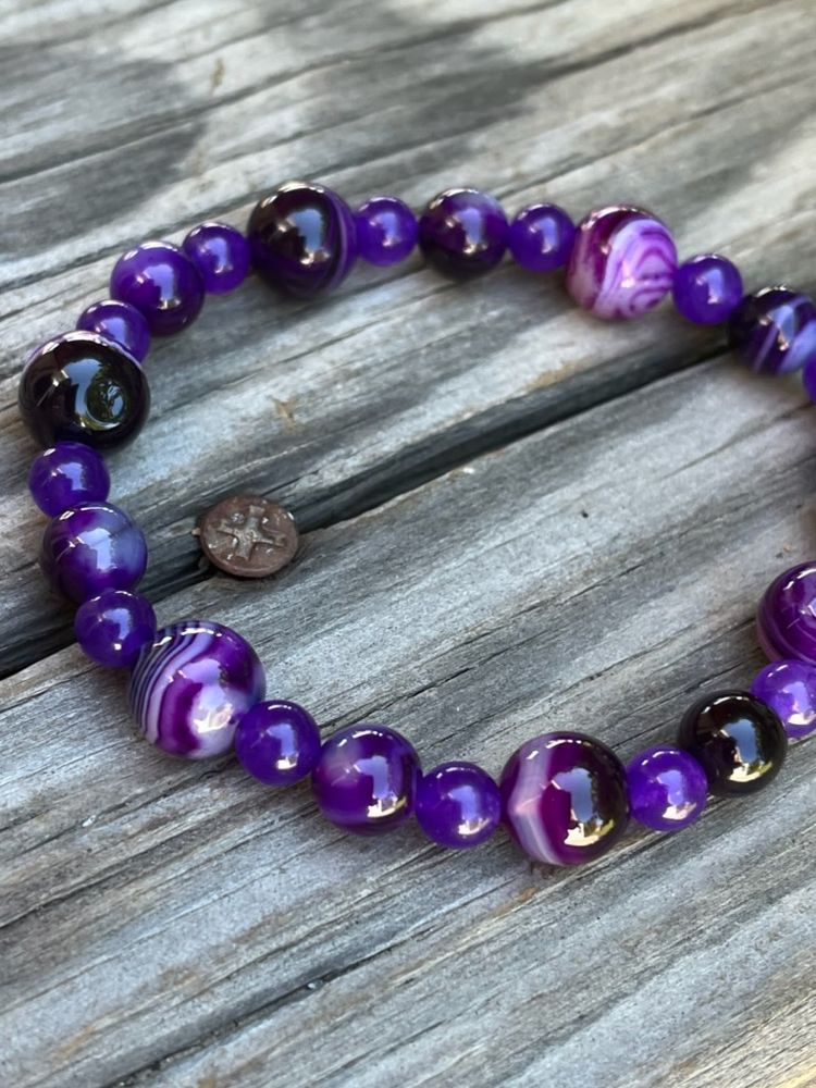 Purple Agate Bracelet 7 1/2"-8"