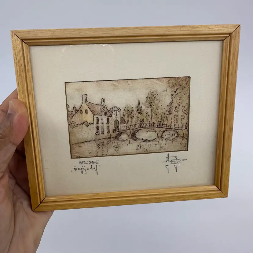 Original Etching - Signed by Yvan Royon & Karol Mestdaghstr, Brugge Belgium “ Bridge Picture “