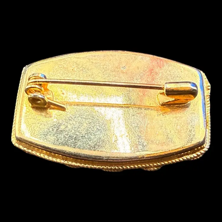 Micro Mosaic Floral Brooch 1.25”