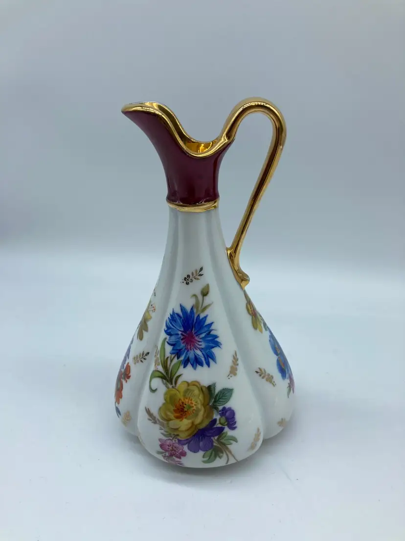 LIMOGES MEISSNER FRENCH PORCELAIN HAND PAINTED EWER/VASE