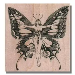 Butterfly Lady Rubber Stamp