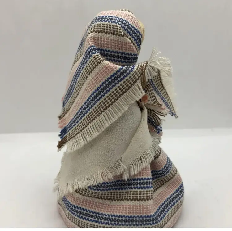 Vintage Wooden Doll Hand Made In Sweden, Handarbete Trasrell Klockargarden 4”