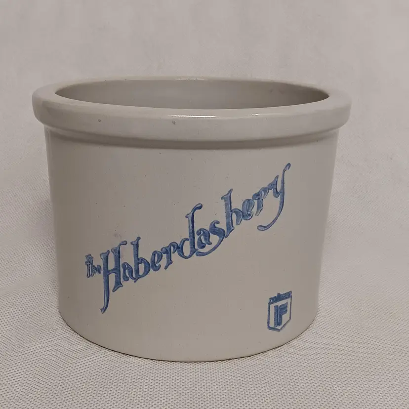 The Haberdashery Butter Crock Radison Hotels Stoneware 6.5" x 4.5"