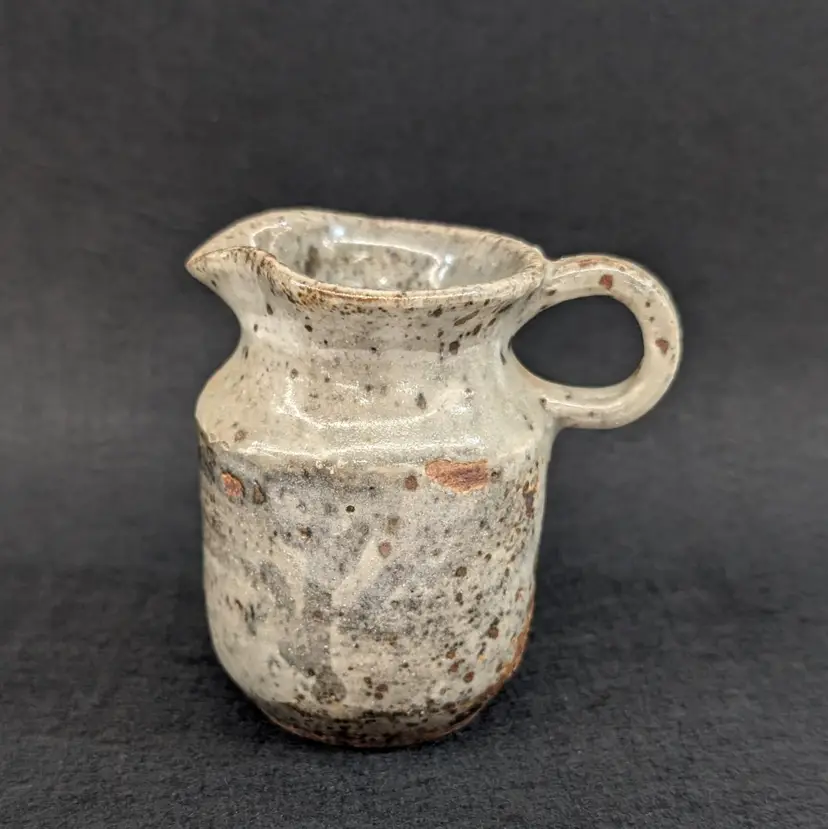 Vintage Studio Pottery Miniature Pitcher Creamer Vase Ceramic Handle Signed 3.25"