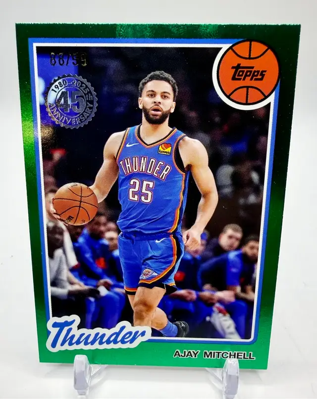 Ajay Mitchell 2025-26 Topps Basketball 45th Anniversary #80BK-12 Green /99 OKC