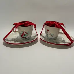 Starbucks Holiday Cup Snack Plate Set Of 2 Penguin Snowman Skiing