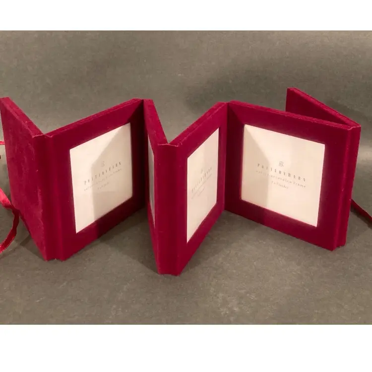 Pottery Barn Red Velvet Accordion Frame