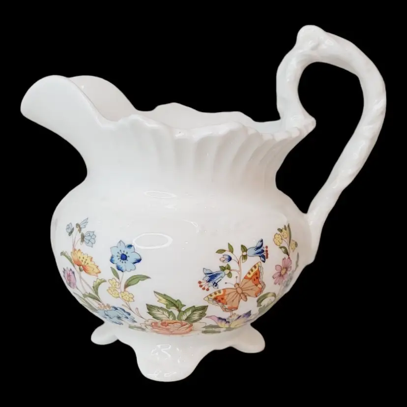 Aynsley Bone China England Cottage Garden Vine Handle 5" Creamer 1985-2001