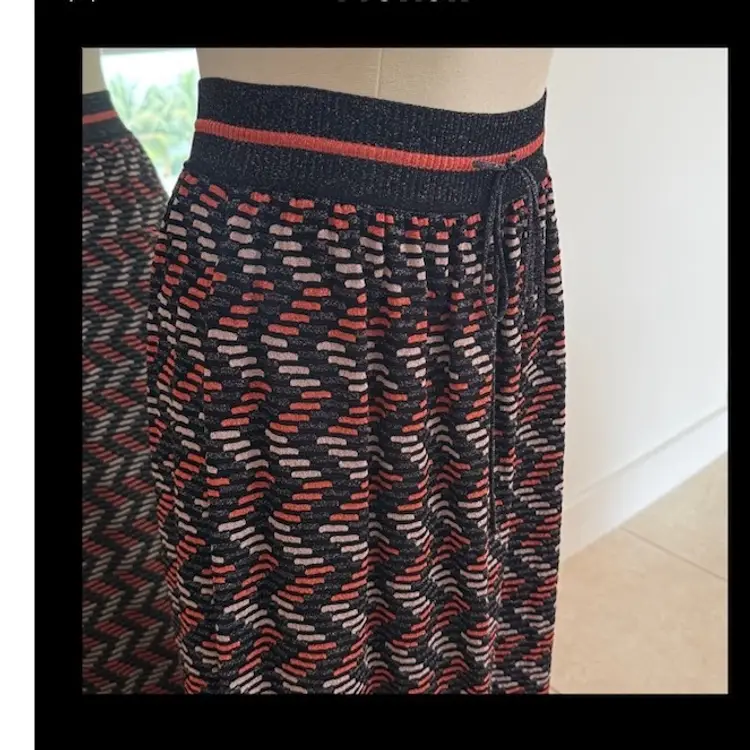 M Missoni Multicolor Geometric Pattern Lurex Knit Maxi Skirt