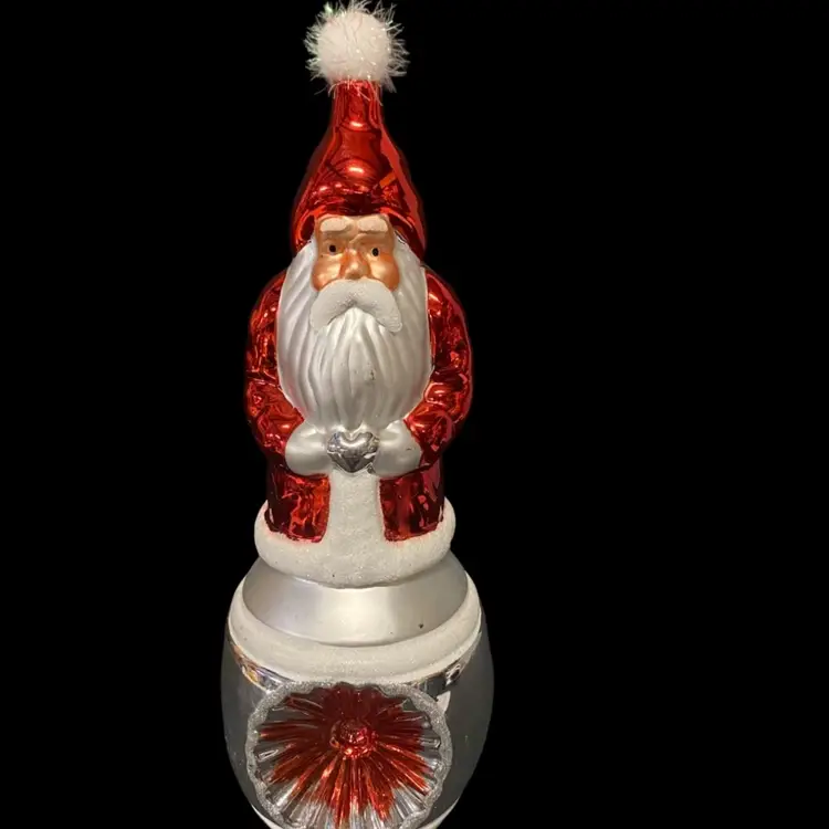 Vintage Mercury Glass Santa Claus Christmas Ornament