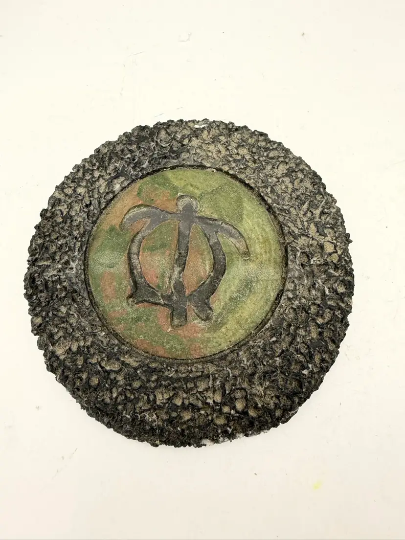 Vtg RAKU Ben Diller Pottery Turtle Drink Coaster Hawaiian Lava Raku Signed