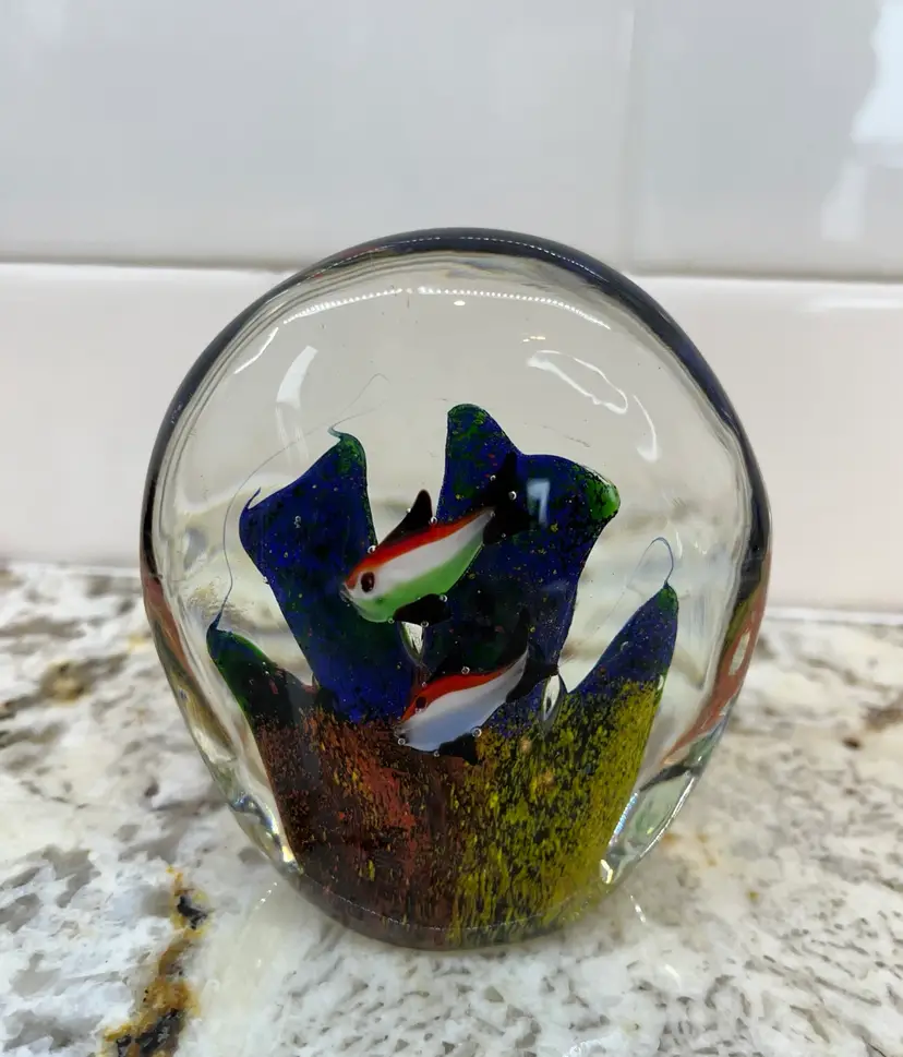 Blown Glass Fish Underwater Paperweight