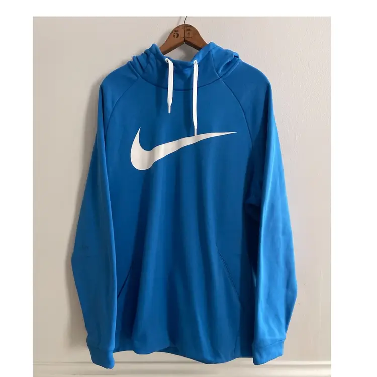 Nike Dri-Fit Big Center Swoosh Hoodie Royal Blue Mens XL Sweatshirt Training